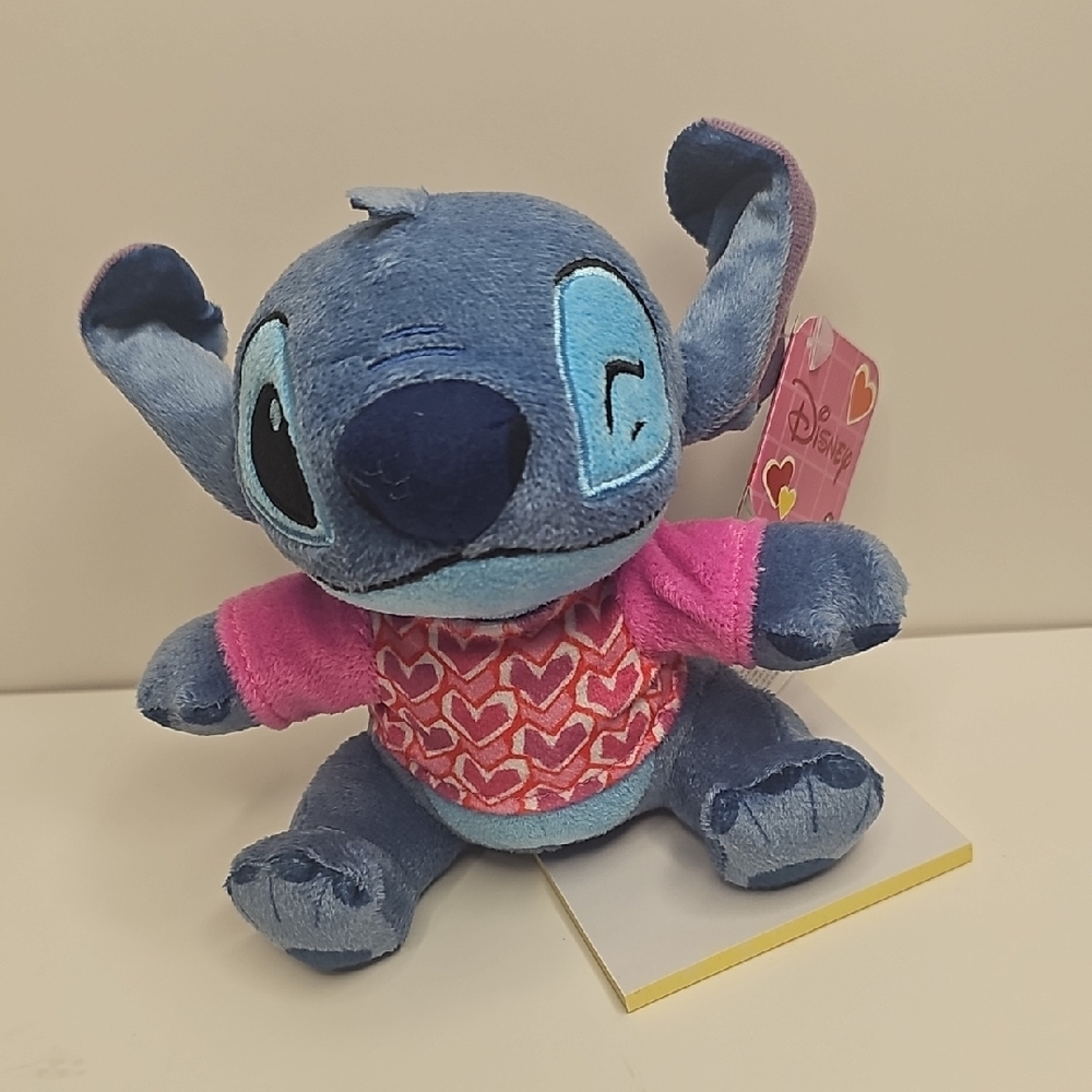 Disney Blue Stitch Plush with Pink Heart‎ Shirt "6" Inch